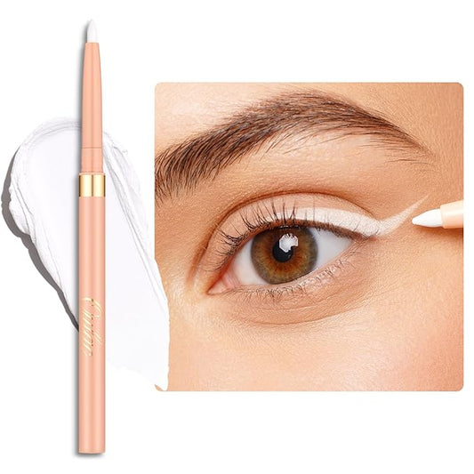 Oulac White Eyeliner Pencil, Waterproof Retractable Eye Liner Pen, Long Lasting Smudge Resistant, Vegan & Cruelty-Free, 13 White Waves