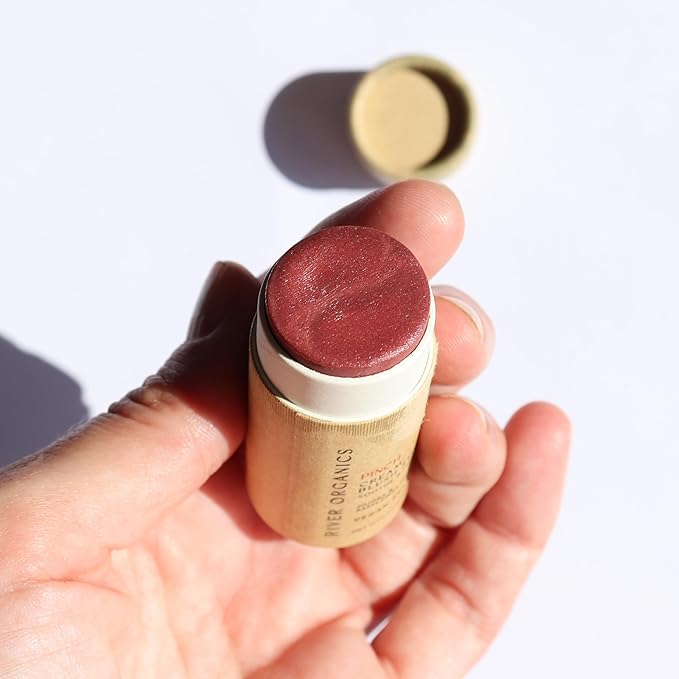 Vegan Blush Stick - Hydrating, Multi-Use Cream Blush for Cheeks, Natural, Organic, Plastic-free, packaging | River Organics 0.50 oz. (Pinch)