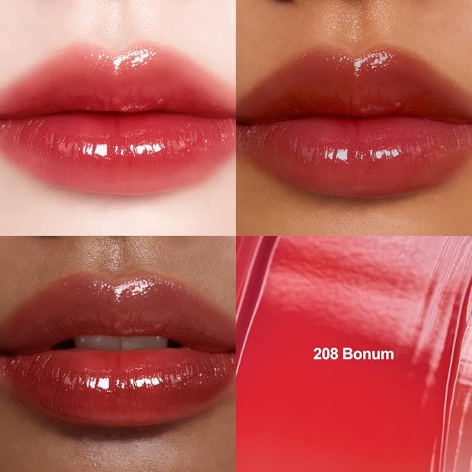 DINTO Blur-Glowy Lip Tint - Glossy Finish, Hydrating, Long Lasting, Lightweight Texture, Non-Sticky, Vegan & Cruelty-Free, K beauty (208 Borum, 0.11 fl.oz)