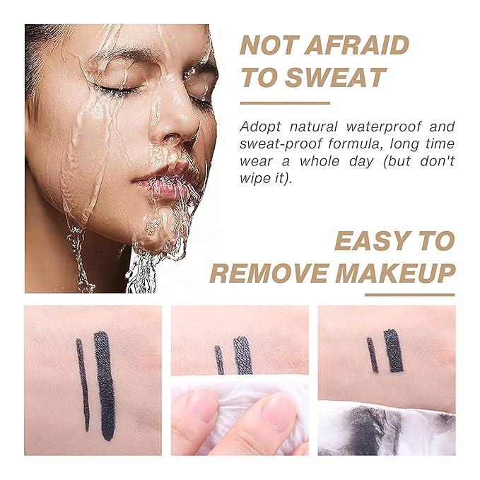 Miss Rose M Gel Eyeliner, Black Eyeliner Pencils, delineador de ojos contra el agua, Easy to Use, Eye Makeup for Women (Black)