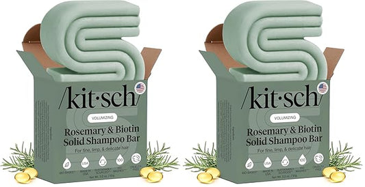 Kitsch Rosemary & Biotin Shampoo Bar - For Hair Growth, Strengthening, Thickening & Volumizing Shampoo for Women and Men - Free of Parabens, Sulfates & Silicones - Made in USA - 3.2 oz (Pack of 2)