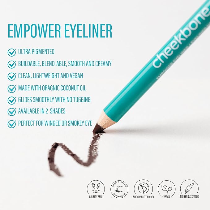 Cheekbone Empower Eyeliner, Cedar Brown, Pencil, Easy Application, Ultra-Smooth, High-Pigment Formula for All-Day Wear, Vegan & Cruelty Free, 1 count