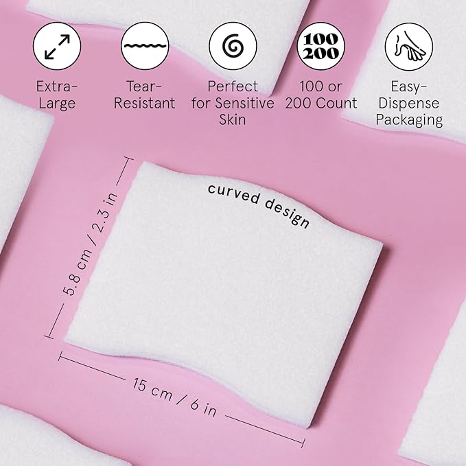 grace & stella Face Pads for Toner Essence, and DIY Mask (200 Count) - Soft, Lint-Free Makeup Remover Pads - Durable Facial Pad for Skincare - Vegan, Cruelty-Free