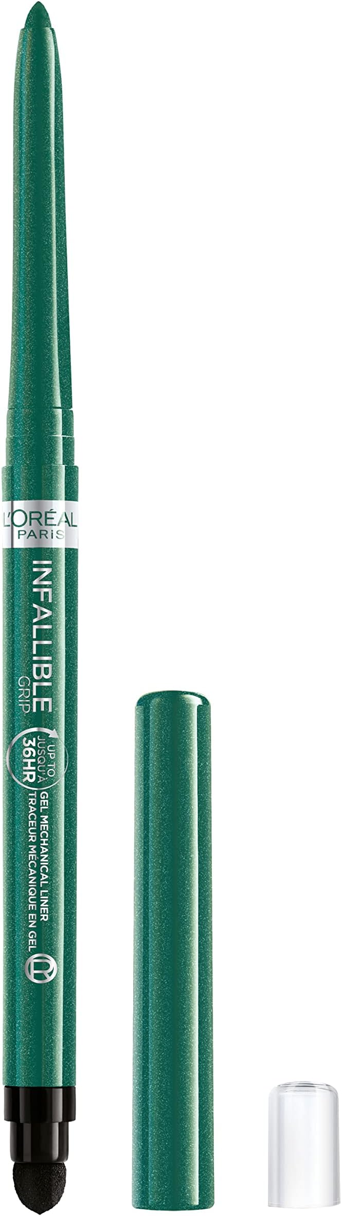 L'ORÉAL Infallible Grip Mechanical Gel Eyeliner Pencil, Smudge-Resistant, Waterproof Eye Makeup with Up to 36HR Wear, Emerald Green, 1 Kit, 1 Fl Oz (Pack of 1)