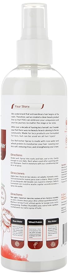 MFL MADE FOR LOCS Vegan Rose Water Refresher Spray, 8 oz - Locs Moisturizer, Locs Deodorizer, Amazing Scents (Rose)