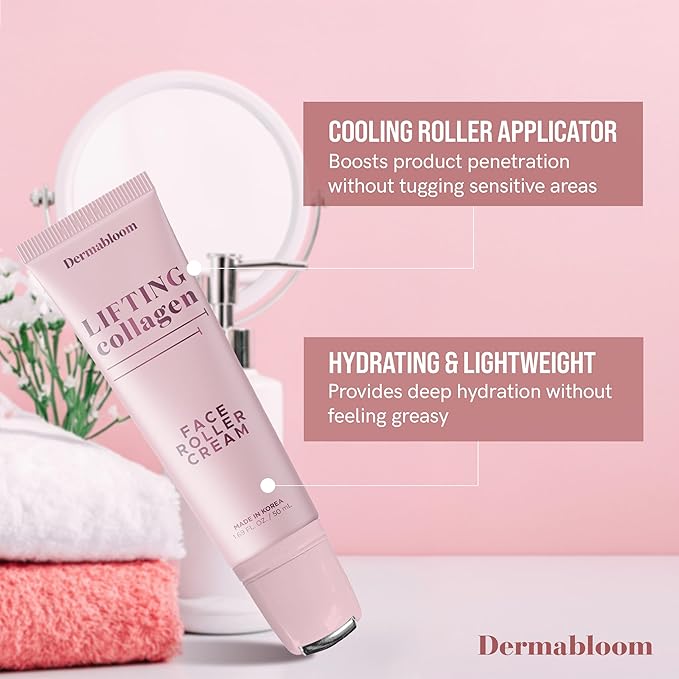 Collagen Face Roller Cream – Firms, Depuffs, Smooths Fine Lines – Dermatologist Tested, Anti-Aging, Korean Skin Care – Vegan, Clean Beauty, Non-GMO, Made in Korea – 1.69 Fl Oz