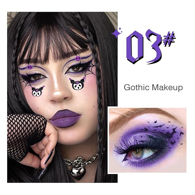 Black Blue Purple Eyeshadow Goth Makeup Palette, Matte Shimmer Dark Smoky Eyeshadow Pallet with Mirror, High Pigment White Grey Multichrome Eye Shadow for Halloween Party Witch Costume Zombie Vampire