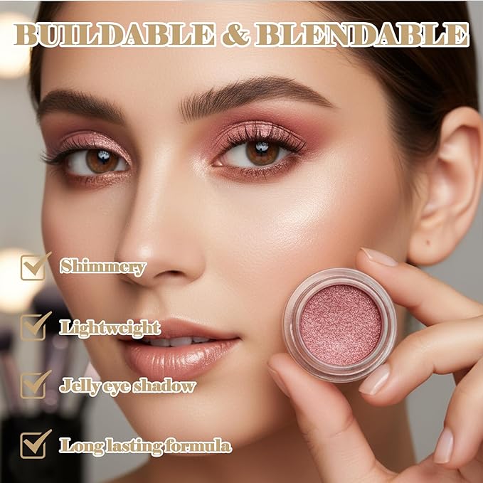 Wink Perfect Jelly Cream Eyeshadow – High-Shine Shimmer, Buildable & Long-Lasting, Lightweight Cream-to-Powder Eye Shadow, Vegan & Cruelty-Free (01 Peachy Copper, 0.18 oz / 5.1 g(PACK OF 1))