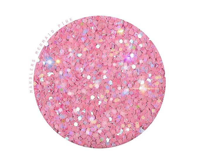 MARBLERS Mermaid Shaped Face & Body Glitter [Pink] 0.18oz (5g) | Chunky | Chopped | Flake | Non-Toxic | Vegan | Cruelty-Free | Festival, Rave & Party Makeup | Eye, Hair, Nail Polish, Eyeshadow