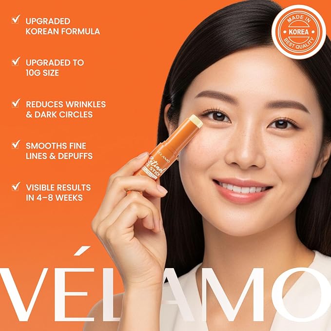 VELAMO ADVANCED Retinol Eye Stick: Plumping & Smoothing Under Eye Balm for Dark Circles, Puffiness & Wrinkles - Made in Korea, Upgraded Formula with Collagen, Niacinamide & Peptides 0.35 OZ/10g 3 Pcs