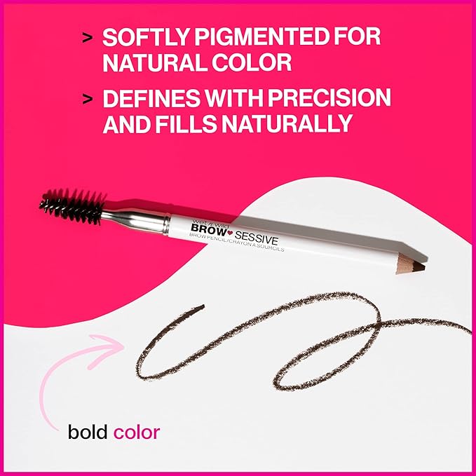 wet n wild Brow-SessiveBrow Pencil, Ultra-Precise Dual Ended Spoolie Brush for Perfect Buildable Blendable Shaping, Natural Lasting Shades for Every Brow, Cruelty-Free & Vegan -Dark Brown (Pack of 2)