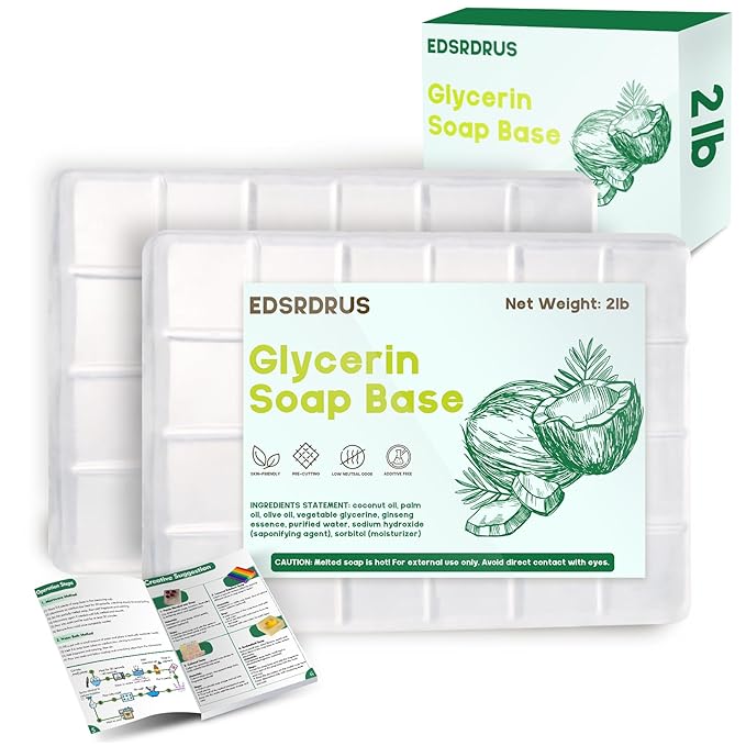 2lb Glycerin Soap Base - Unscented Melt and Pour Soap Base for DIY Crafting, Easy to Cut, Vegan and Cruelty-Free, Moisturizing and Gentle on Skin for Soap Making Supplies (Transparent, 2 Pound)