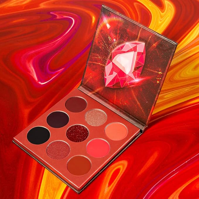 docolor Eyeshadow Palette 9Colors Red Eyeshadow Gemstone Shadow Palettes Highly Pigmented Mattes Shimmers Naked Smokey Glitter Cream Colorful Powder Blendable Long Lasting Waterproof Makeup Palette