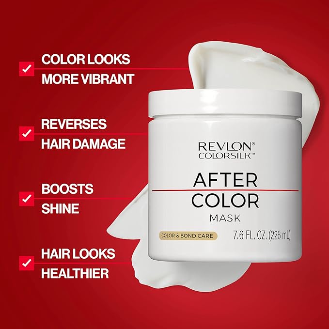 REVLON ColorSilk After Color Care Mask, Vegan Keratin Hair Treatment, Bond Repair for Damaged Hair, For All Hair Colors & Types, 7.6 fl oz