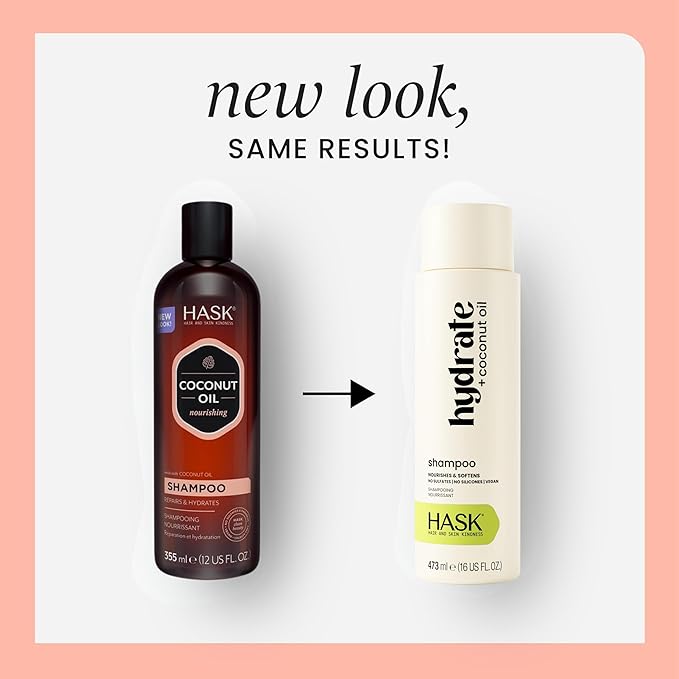 HASK Coconut Nourishing Shampoo + Conditioner Set | For All Hair Types, Sulfate-Free, Paraben-Free, Gluten-Free, Cruelty-Free, Color Safe | 12oz each