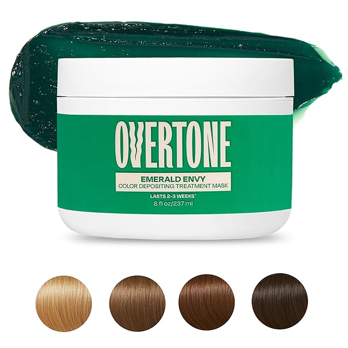 Overtone Semi Permanent Hair Color Conditioner, Emerald Envy, 8 oz, Nourishing, Damage-Free, Color Depositing Mask for All Hair Types with Shea Butter & Coconut Oil, Vegan & Cruelty-Free