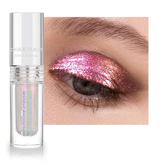 CHARMACY Liquid Duochrome Eyeshadow, Multi-Dimensional Eye Looks, Long Lasting Glitter Eye Shadow Sets Metallic Pigments, Quick Drying, Sparkling Shiny Eye Makeup for Beginners, 1.6g (#12)