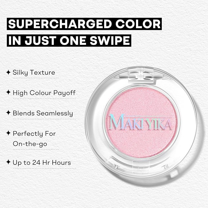 MAKI YIKA Champagne Rose Crème Eyeshadow Single, Shimmer Cream Pink Eye Shadow palette for Women, Color Stay Long Lasting Waterproof Eye Makeup Monochrome Eyeshadows,#24