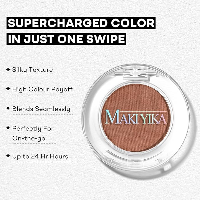 MAKI YIKA Caramel Brown Matte Single Eye Shadow Palette for Women, Pigmented White Eyeshadow Powder for Brown Eyes, Color Stay Long Lasting Waterproof Eye Makeup Palette, #11