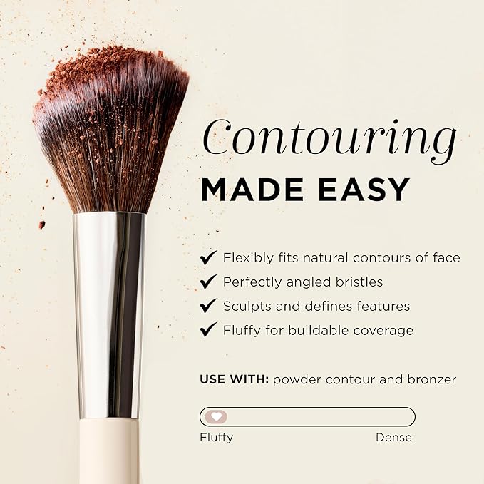 HALEYS Beauty Angled Contour Makeup Brush for Setting Powder, Cream, Foundation, Blush, Highlighter, Concealer, and Bronzer, Makeup Bag Essentials, Soft & Flexible Bristles, Vegan & Cruelty Free