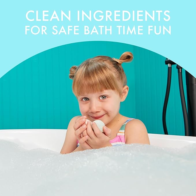 Dabble & Dollop Mini Bath Bombs, Natural Droplets for Kids, Sweet Treat Scents - Resealable Pouches, Fizzy, Moisturizing & Fun, Vegan, Gluten-Free, Cruelty-Free (Set of 36)