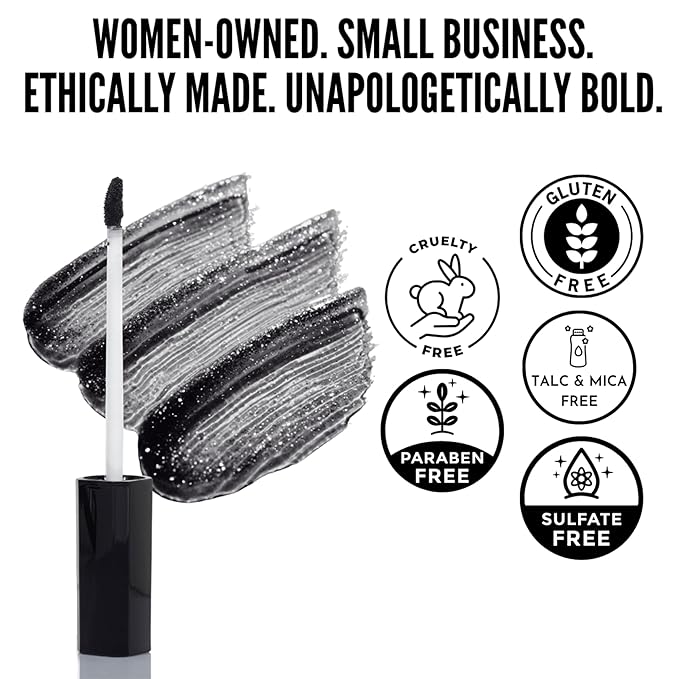 Mynena Black Shimmer Lip Gloss Non-Sticky Filled with Iridescent Sparkles | Lightweight Lip Topper | Paraben-Free | Demi-Sheer Lipgloss from Cosplay to Everyday Glam | Ivony