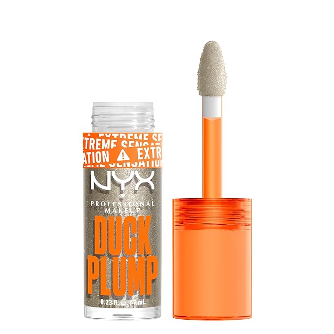 NYX PROFESSIONAL MAKEUP Duck Plump High Pigment Lip Gloss, Lip Plumper Gloss with Spicy Ginger - Quazy Silver