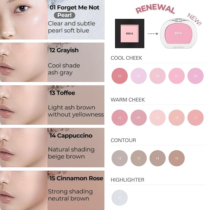 BBIA Last Blush NEW 15 Colors - Cheek Blush Shaping Shading Contour & Highlight Long-Lasting Matte Finish Natural Shades Buildable & Blendable Daily Korean Face Makeup (09 CHERISH, Pack of 1)