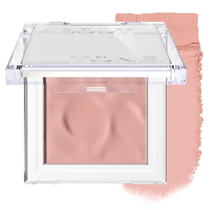 ABOUT TONE Fluffy Wear Blusher - Pressed Powder Cheek Blush with Airy and Soft Matte Blurring Finish Blendable & Buildable Natural Color Korean Makeup Vegan (02 BASHFUL PINK)