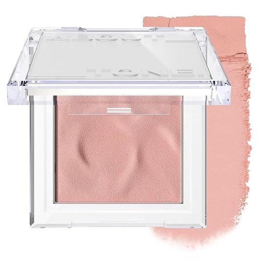 ABOUT TONE Fluffy Wear Blusher - Pressed Powder Cheek Blush with Airy and Soft Matte Blurring Finish Blendable & Buildable Natural Color Korean Makeup Vegan (02 BASHFUL PINK)