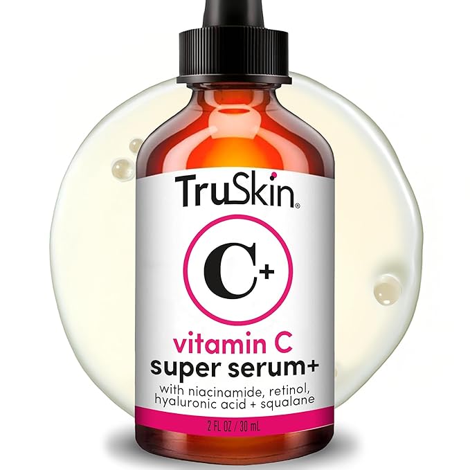 TruSkin Vitamin C Super Serum for Face - Five Skin Benefits in One Serum with Vitamin C, Retinol, Niacinamide, Hyaluronic Acid & Squalane - Brighten, Firm & Smooth the Look of Skin, 2 Fl Oz