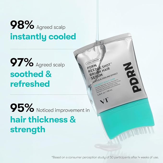 VT COSMETICS PDRN Reedle Shot Brush Hair Serum, Cooling & Refreshing Scalp Care with Vegan PDRN, Caffeine & Spicule Complex, Lightweight & Non-Greasy Daily Scalp Solution, 3.38 fl oz / 100 mL