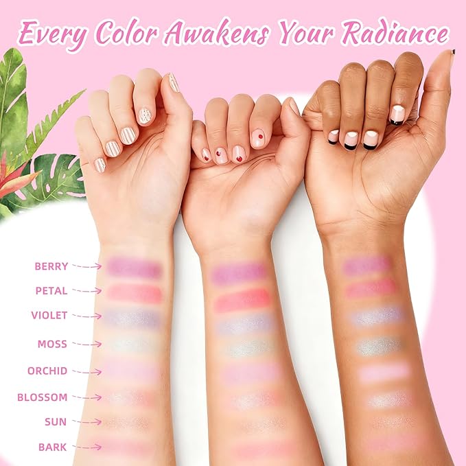 Color Nymph Girls Eye & Cheek Makeup Palette Kit - Eyeshadow & Blush & Highlighter Palette for Teens Girls Tweens, Beginner-Friendly, Gentle Makeup Kits for Starter, Makeup Gift for Birthday (Pink)