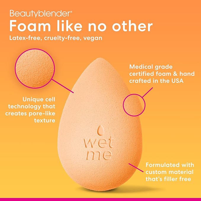 Beautyblender® | Beam Beauty Blender Makeup Sponge, Super-Soft Foam Easily Blends Foundations, Powders & Creams, Made in USA, Reusable, Washable, Streak Free Application, Vegan, Cruelty Free