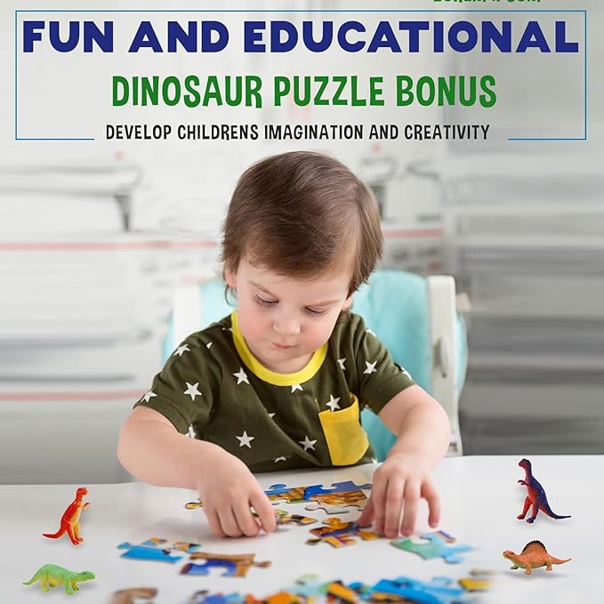Bath Bombs for Kids with Surprise Toys Inside Plus Dinosaur Puzzle - Set of 9 Organic Dino Egg Bath Bombs with Rich Bubbles, Easter Basket Essentials