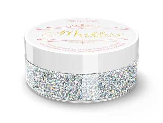 MARBLERS Holographic Face & Body Glitter [Holo Silver] 0.18oz (5g) | Fine | Non-Toxic | Vegan | Cruelty-Free | Festival, Rave & Party Makeup | Eye, Hair, Nail Polish, Eyeshadow | Nail Art | Gel Nail
