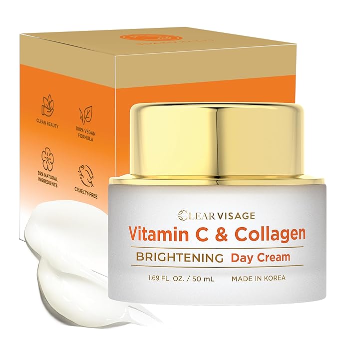 Vitamin C & Collagen Face Moisturizer –Dermatologist Tested, Anti Aging Day Cream, Korean Skin Care – Hydrating, Firming & Plumping – Vegan, Clean Beauty, Cruelty-Free – 1.69 Fl Oz