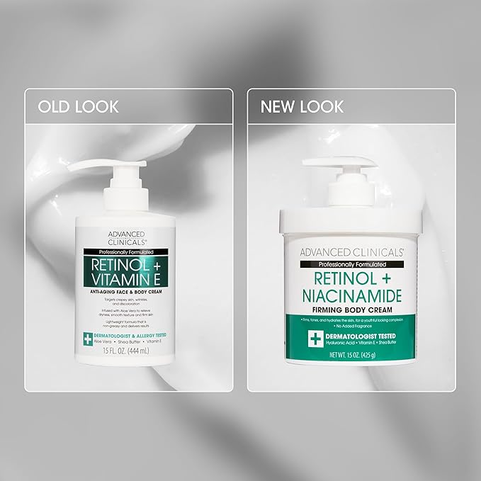 Advanced Clinicals Retinol Body Lotion, Firming & Anti-Aging Moisturizer for Crepey Skin, 15 Oz Retinol Face & Body Cream