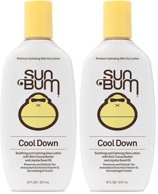 Sun Bum Cool Down Aloe Vera Lotion - Vegan After Sun Care with Cocoa Butter to Soothe and Hydrate Sunburn - 8 oz,(Pack of 2)