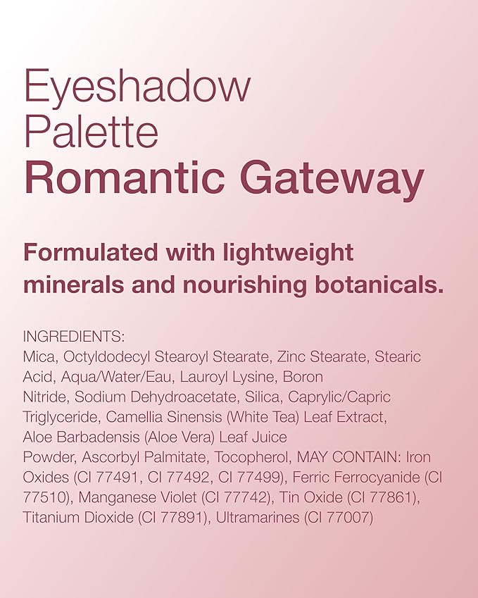 Mineral Fusion Eyeshadow Palette - Vegan Eye Makeup with Matte, Satin, and Shimmer Finishes - Natural, Lightweight Formula (Romantic Getaway)