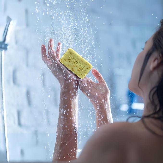 Dr Jacobs Naturals, Triple Milled Loofah Exfoliating Castile Bar Soap (Pack of 6) - Free of Parabens, Sulfates, Synthetics, Gltuen and GMO (Minty Cucumber Mojito)