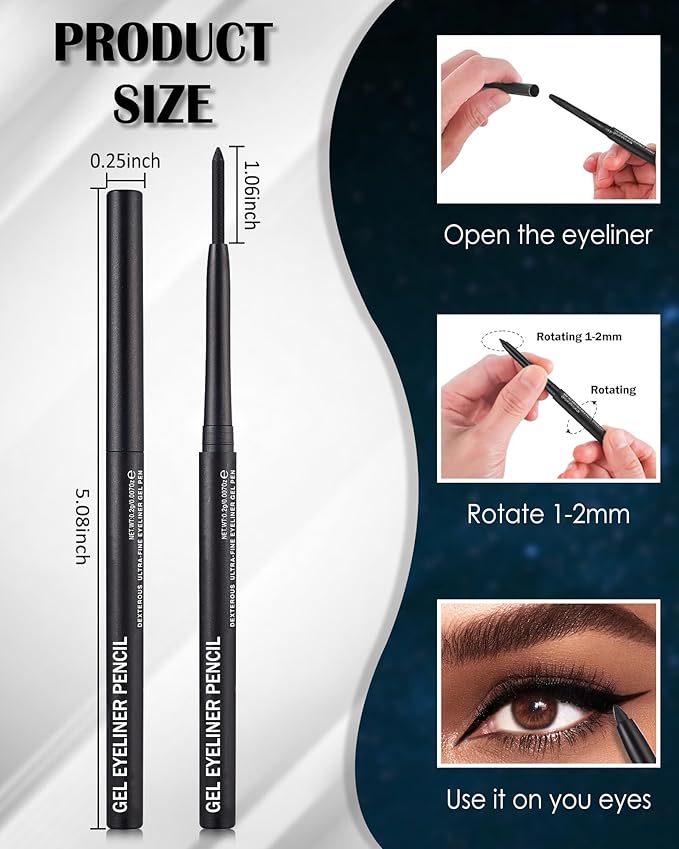 Purple Glitter Gel Eyeliner Pencil Waterproof, Metallic Retractable Cream Smooth Eye Liner Pencils, Long Lasting Waterline Hypoallergenic Precision Eyeliner Pencil, Smudge-Proof Makeup for Women-06