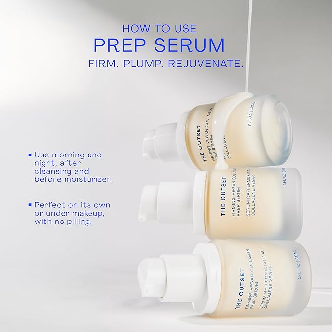 The Outset Vegan Collagen Face Serum, Hydrating & Plumping Facial Serum, Smooths Appearance of Fine Lines, Fragrance-Free, Vegan & Gluten-Free for All Skin Types - 1 fl oz