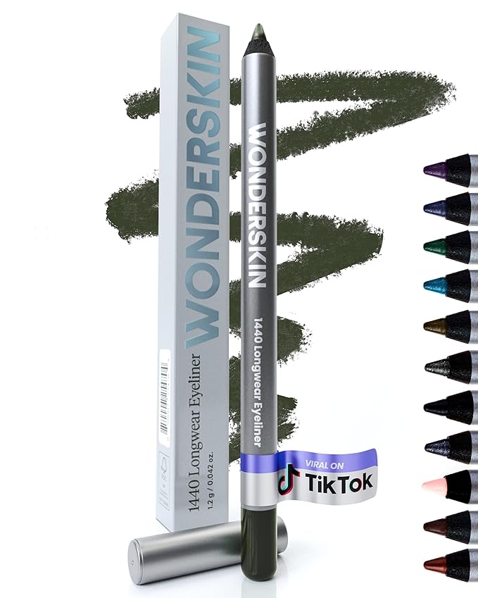 Wonderskin Eyeliner Pencil, 1440 Longwear Green Eyeliner Pencil - Waterproof, Sharpenable & Smudge Proof (Olive)