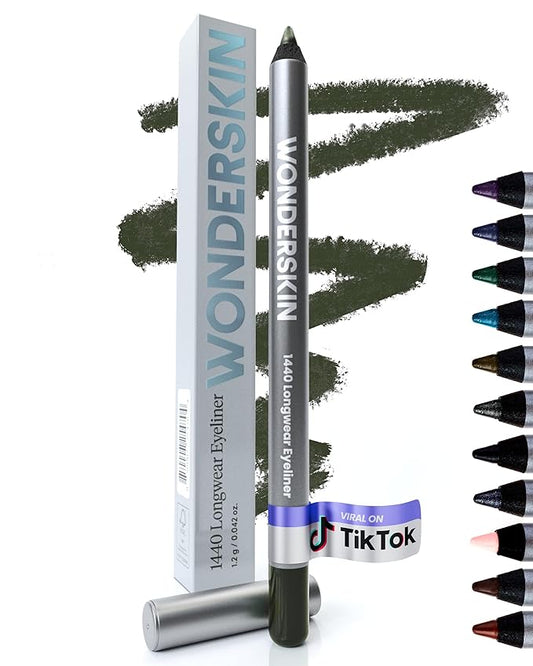Wonderskin Eyeliner Pencil, 1440 Longwear Green Eyeliner Pencil - Waterproof, Sharpenable & Smudge Proof (Olive)