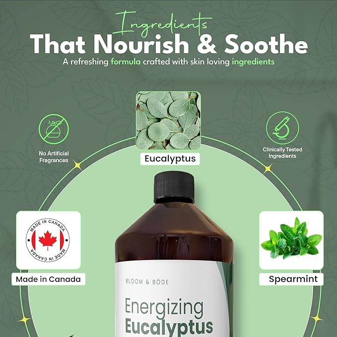 Luxury Foaming Bath - Natural Scented Bubble Bath with Essential Oils and Epsom Salt - Energizing Eucalyptus Scent, 33.8 fl oz / 1L
