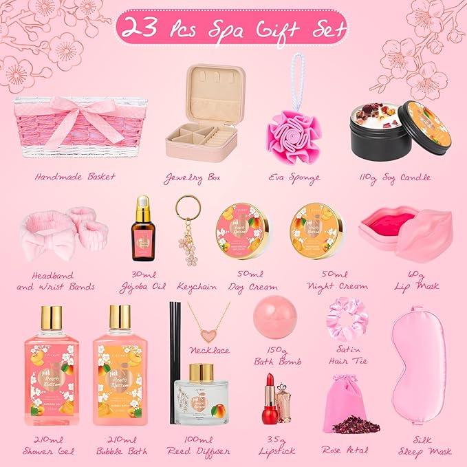 Mothers Day Gifts for Women - 23Piece Relaxing Bath and Body Gift Baskets Set Spa Gift Baskets for Women, Gift Sets | Gift for Mom, Birthday, Christmas, Holiday, Anniversary, Valentines Day Gift