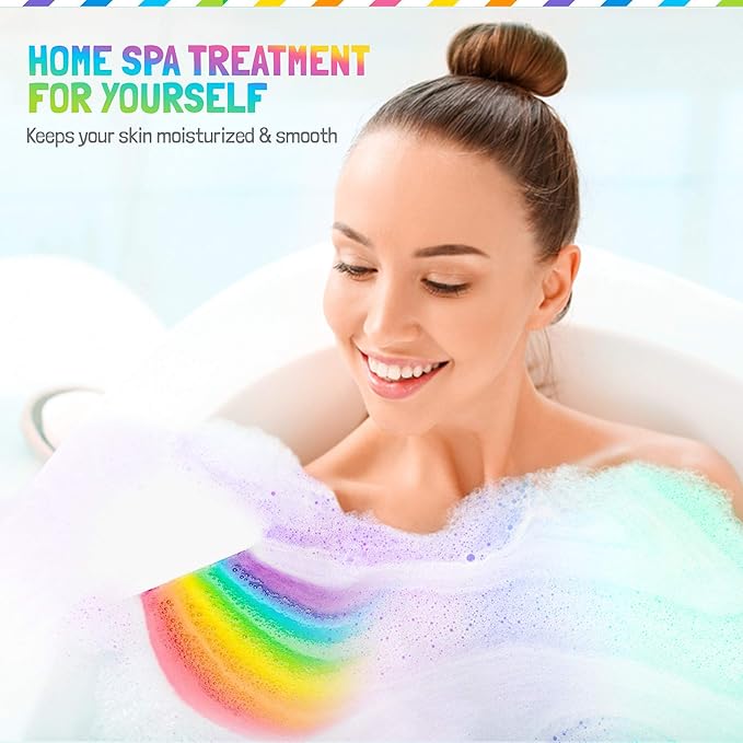 Bath Bombs for Kids - All Natural Magic Rainbow BathBombs w/Organic Ingredients, Moisturizing, Vibrant Colors & Rich Bubbles, Cloud Bath Bombs, Birthday Gifts for Kids, Easter Gifts for Girls