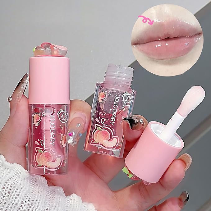 4 Pcs Hydrating Lip Oil, Fruity Plumping Lip Gloss Set, Cute Lipgloss for Women, Long Lasting Lip Gloss Non-Sticky & Glossy Finish, Lipstick Vegan & Cruelty Free