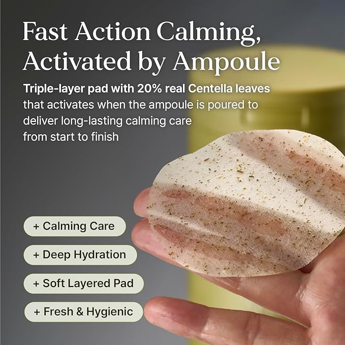 7 Relief Ampoule Pad (60 Pads) – Quick Calming & Soothing Toner Pads with 7 Herbal Blend, Moisturizing Comfort for Stressed and Sensitive Skin | Family-Friendly Vegan Korean Skincare